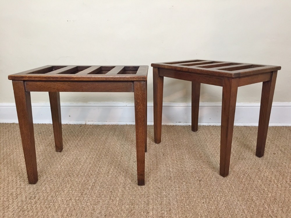 A pair of Edwardian oak luggage racks  c 1910