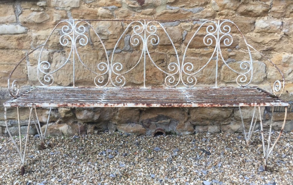 An Edwardian iron garden seat c 1910 in Regency style