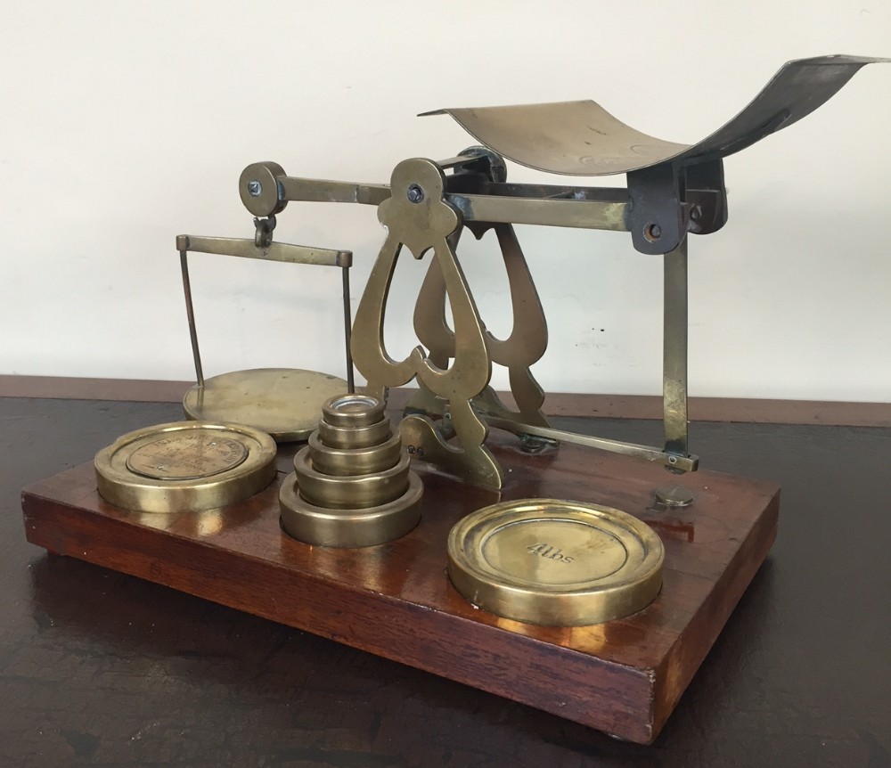 A set of Victorian mahogany and brass Postal scales circa 1880