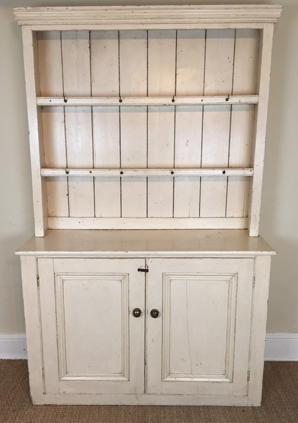 A small late Victorian painted pine pantry dresser c 1890 