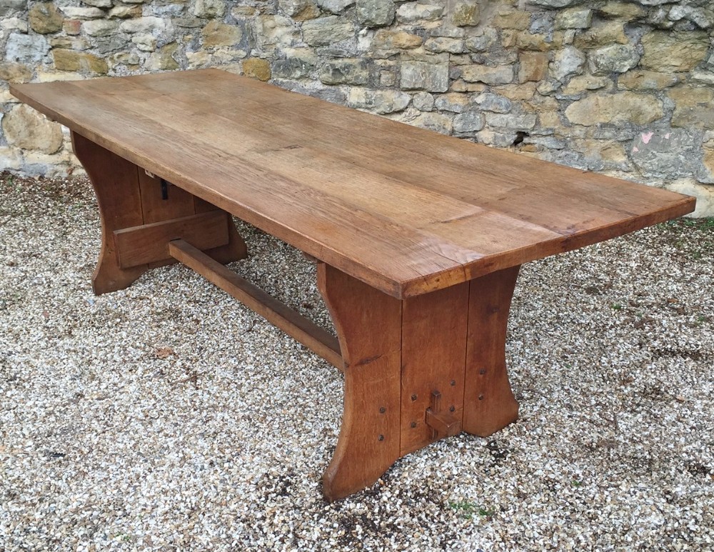 A large Arts and Crafts's oak refectory table circa 1910 