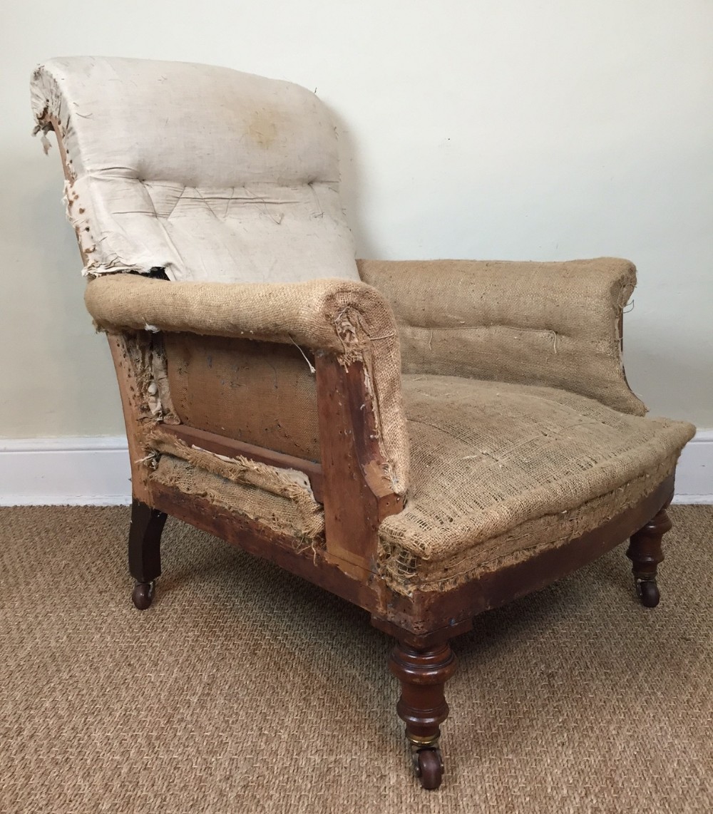 A good quality Victorian walnut library chair c 1870