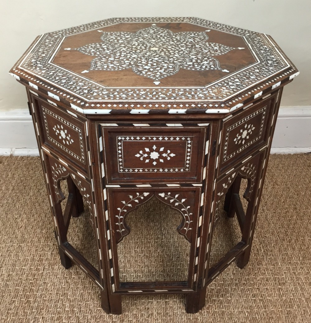 A good Hoshiapur bone inlaid Shisham wood table circa 1880
