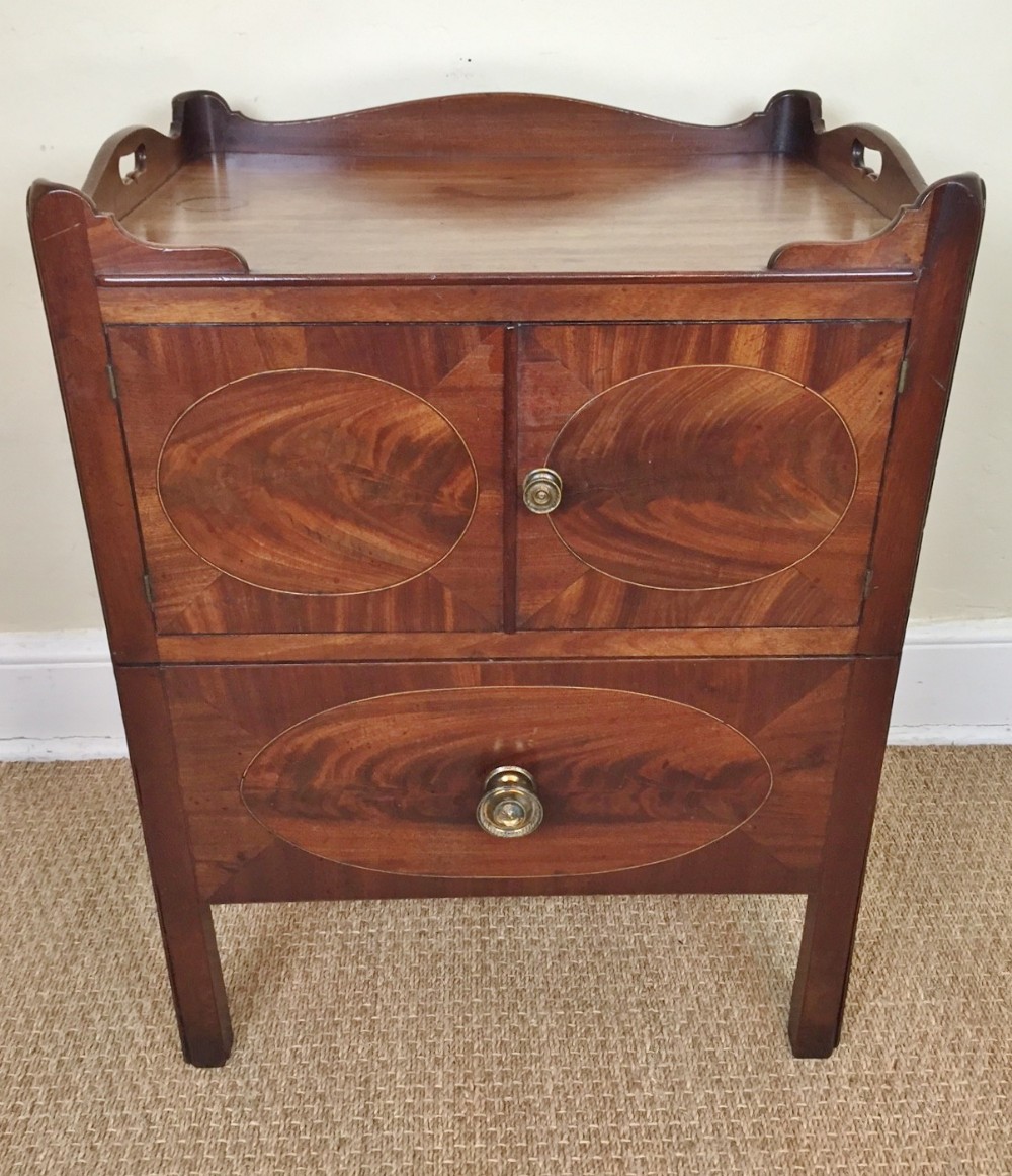 A George 111 Hepplewhite period mahogany bedside cupboard c 1780