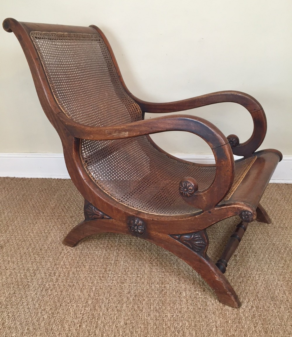 A rare late Regency teak campaign chair c 1830 