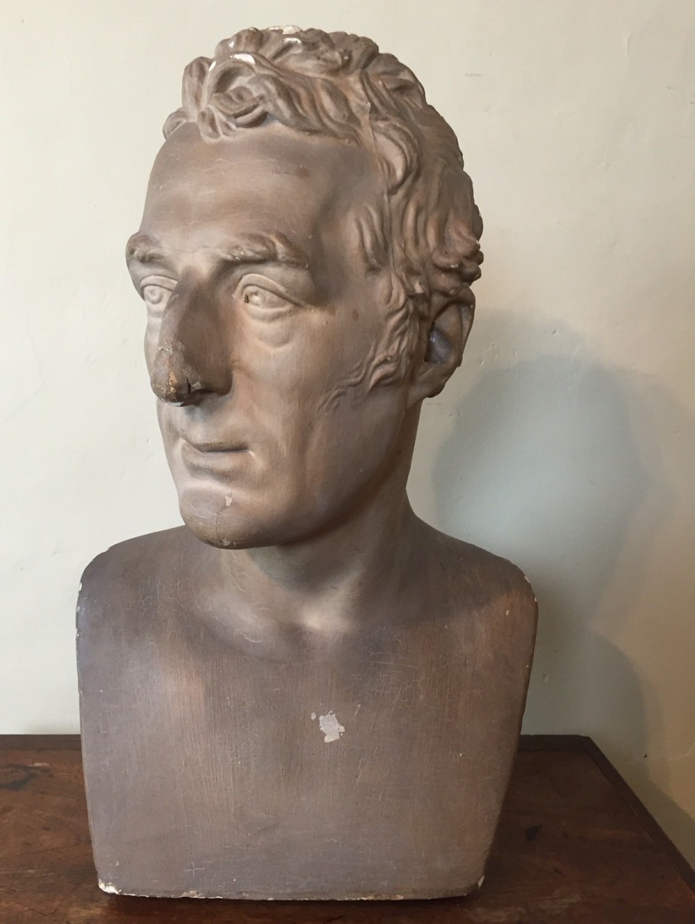 A late Regency plaster library bust of Wellington c 1820