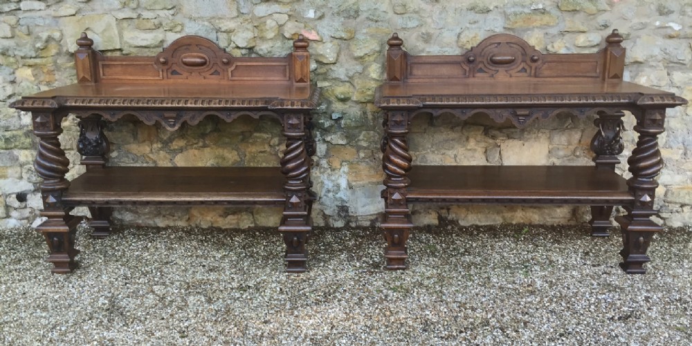 A pair of mid 19th c oak Mannerist Revival Serving tables c 1850