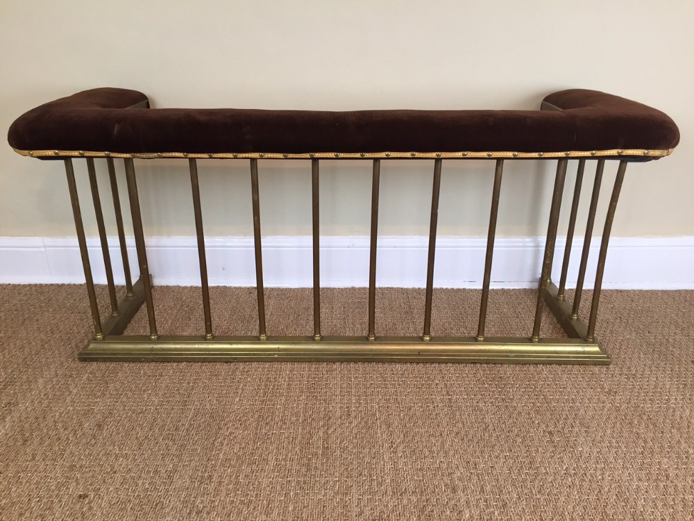 A late Victorian brass club fender c 1900
