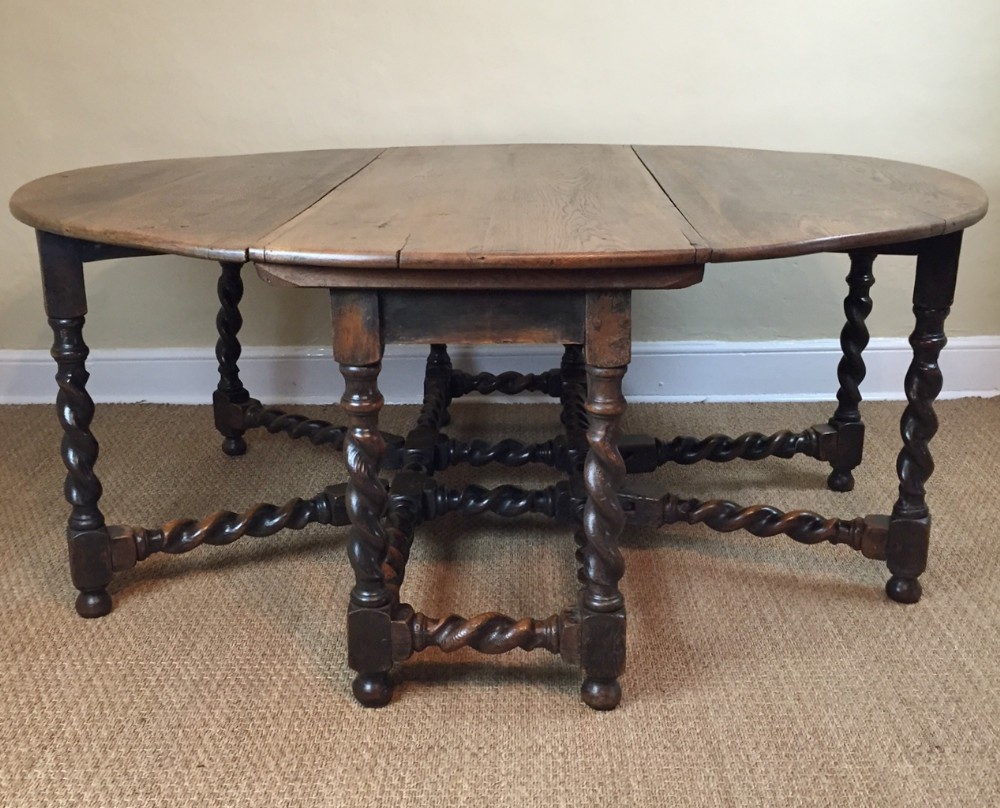 A large late 19th c oak gateleg table in 17th c style