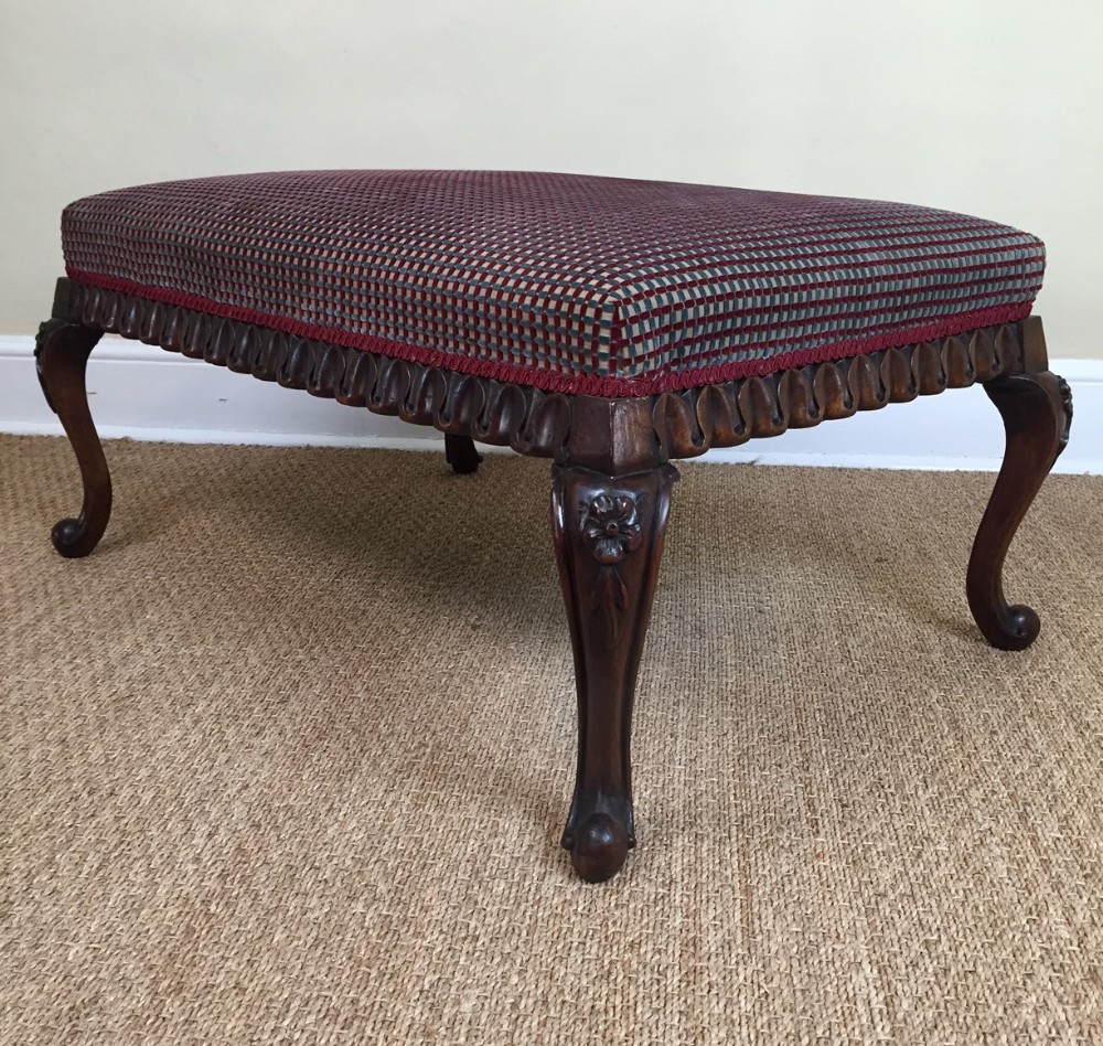 A large early Victorian rosewood cabriole leg stool circa 1840 
