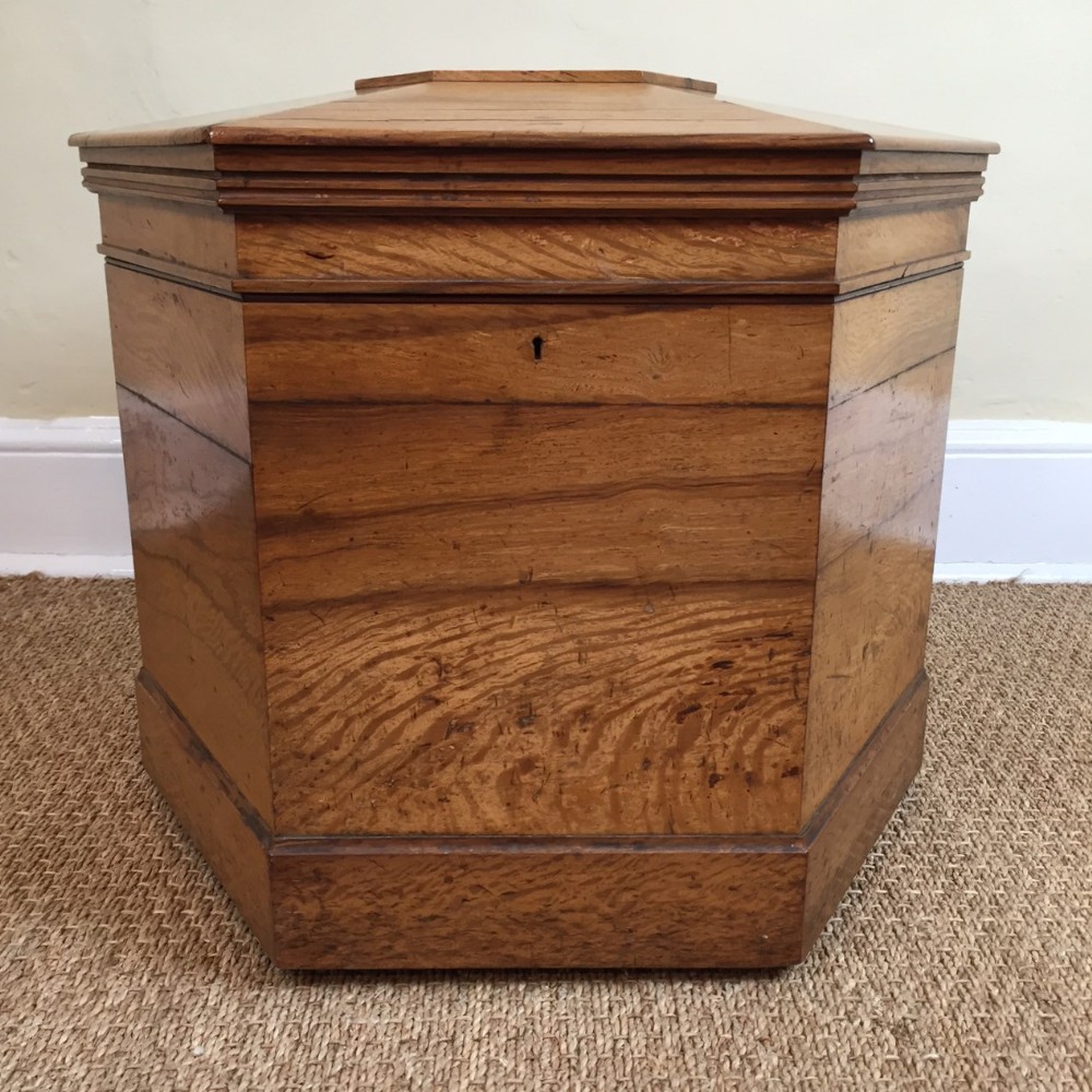 A Victorian lacewood hexagonal wine cooler circa 1880
