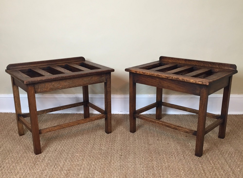 A pair of Edwardian Oak luggage racks circa 1910 