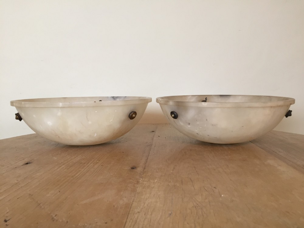 A pair of Victorian alabaster dish lights circa 1900