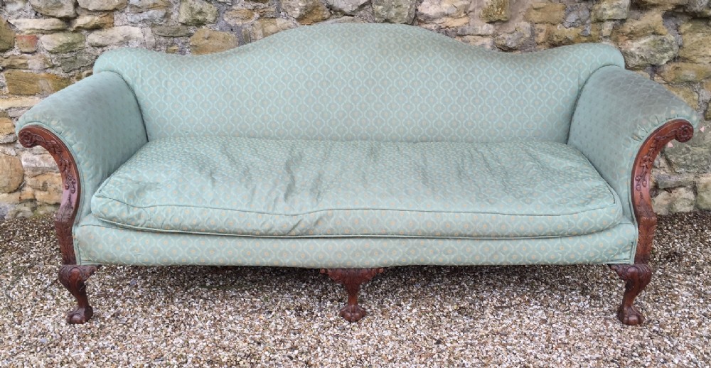 A large late 19th century mahogany Chippendale sofa c 1900