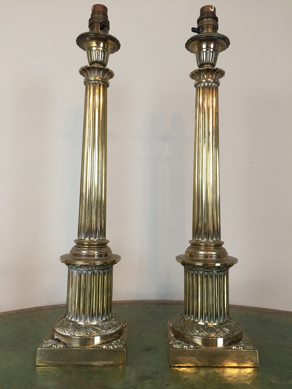 A pair of 19th-century classical column lamps English circa 1860.