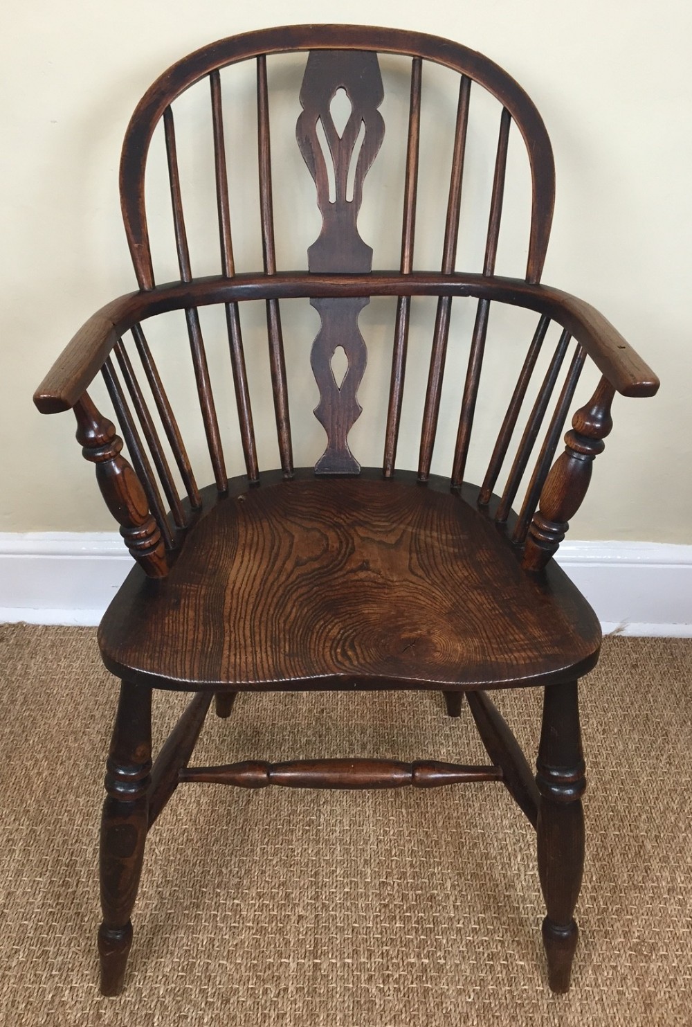 A Thames Valley ash and elm lowback Windsor armchair circa 1840