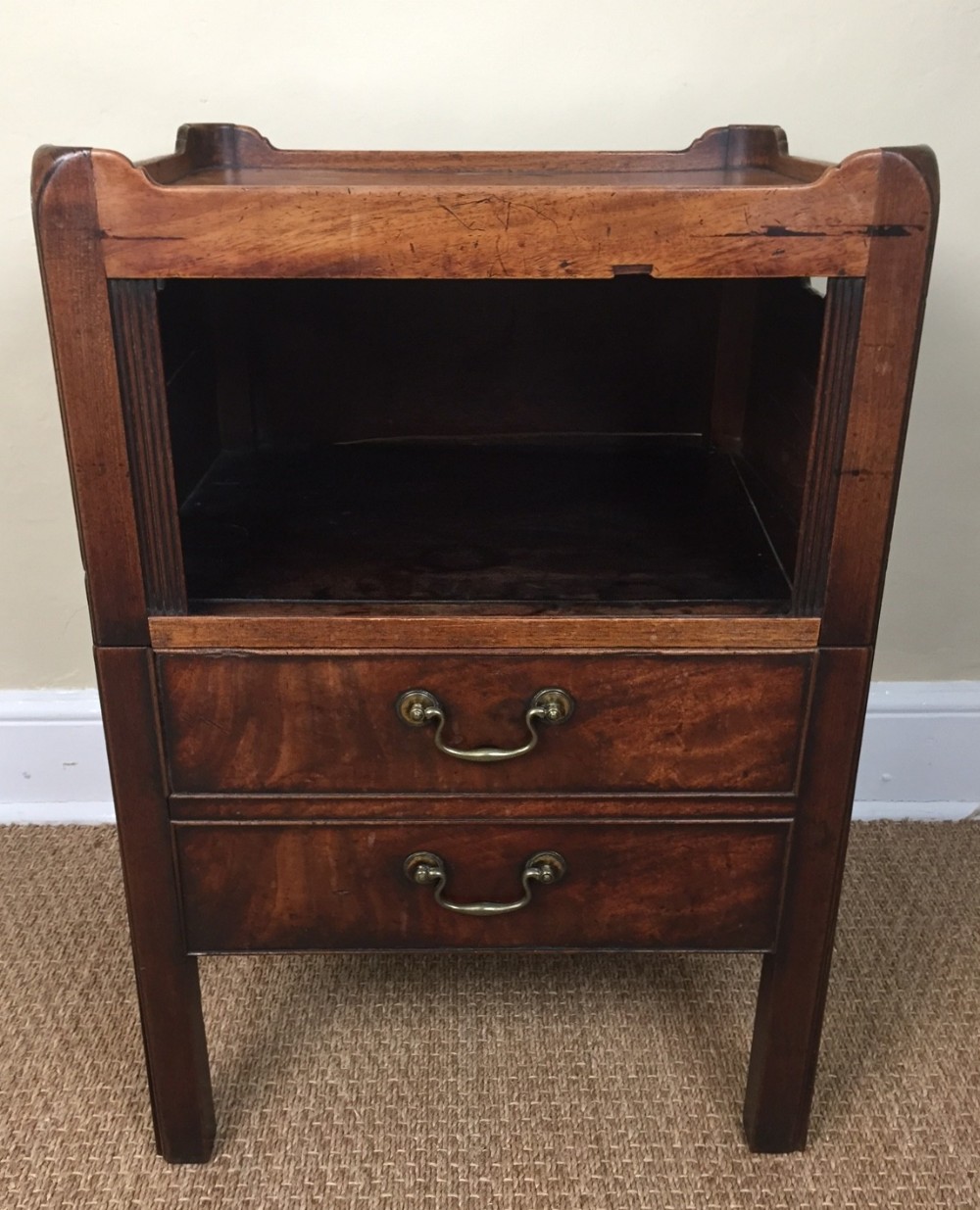 A George 111 mahogany tray top bedside cupboard circa 1780
