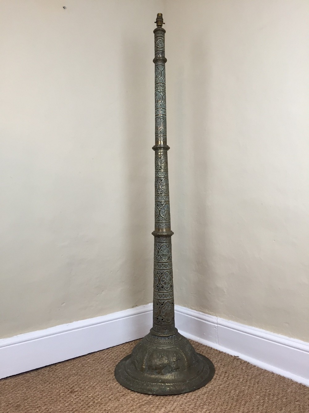 An Indian brass standard lamp circa 1910