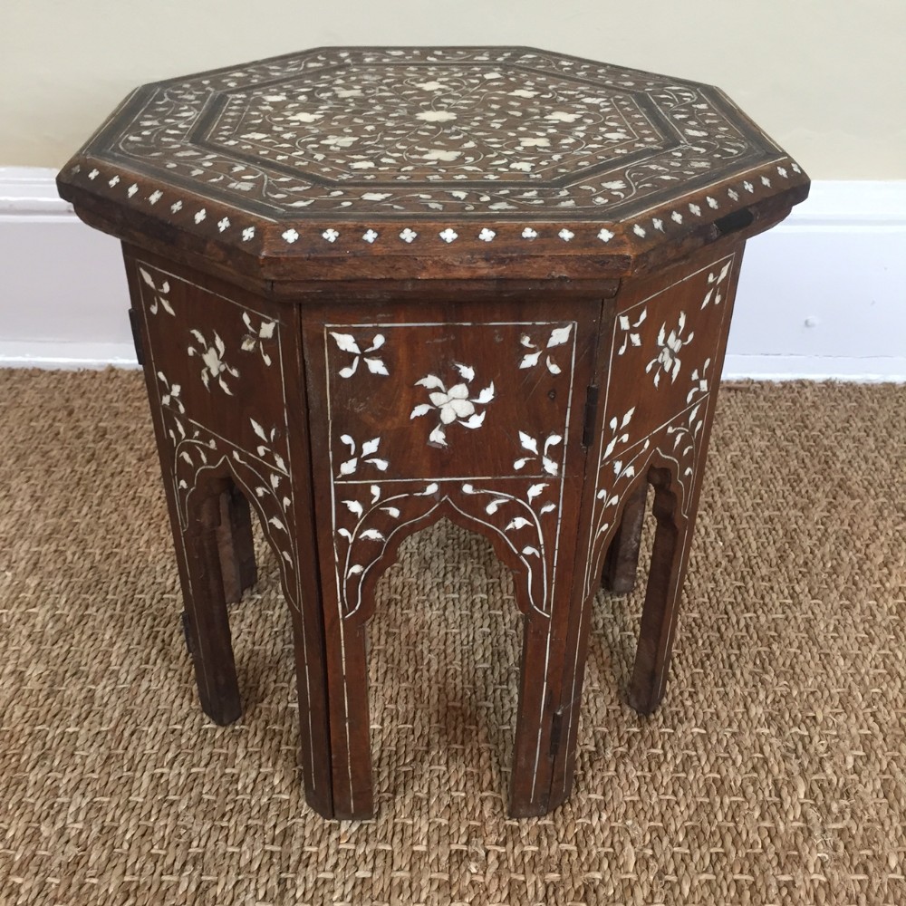 A small Hoshiapur bone inlaid table Northern India circa 1890