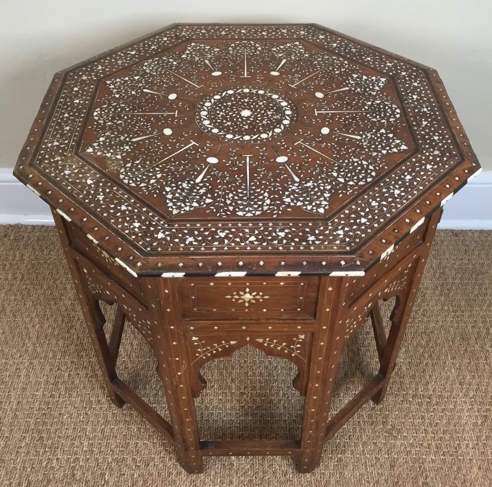 A large Hoshiarpur bone inlaid table northern India circa 1900.