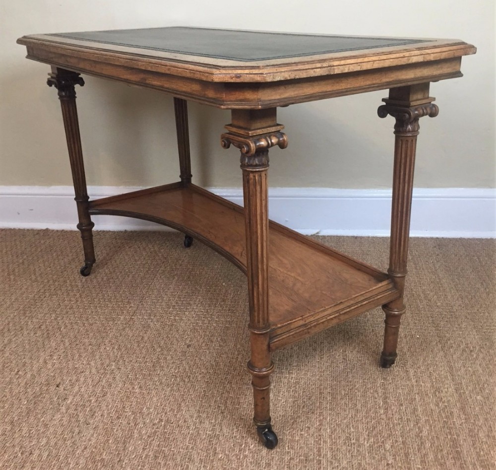 An unusual Victorian walnut writing table circa 1890