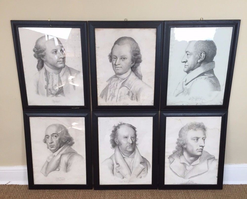 A set of 6 early 19th century German black and white engravings