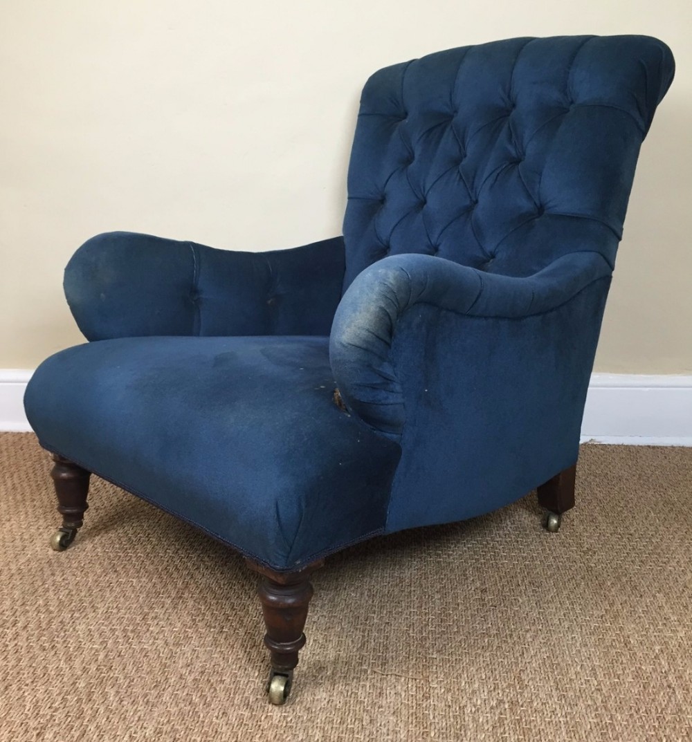 A late Victorian mahogany Howard style Bridgewater armchair circa 1890