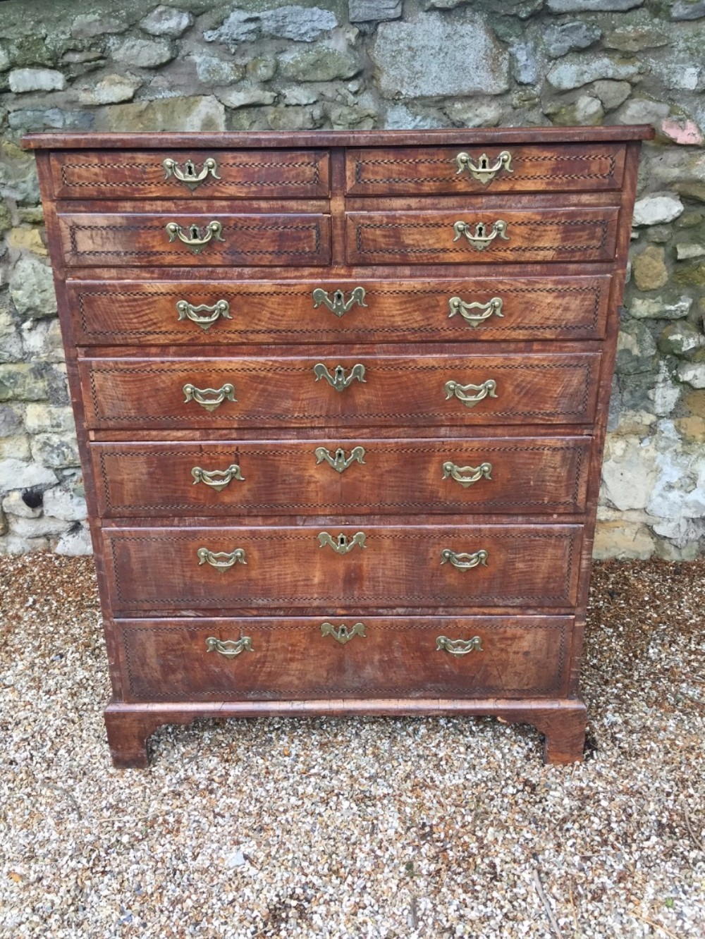 A George 11 walnut  tall chest of drawers circa 1745