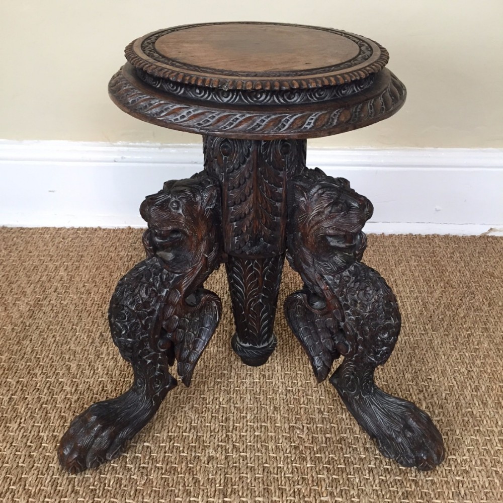 An Anglo Indian carved hardwood stand. Bombay Presidency circa 1860