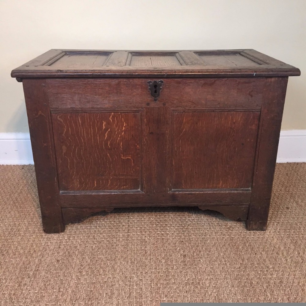 A small Charles 1 oak coffer circa 1640 