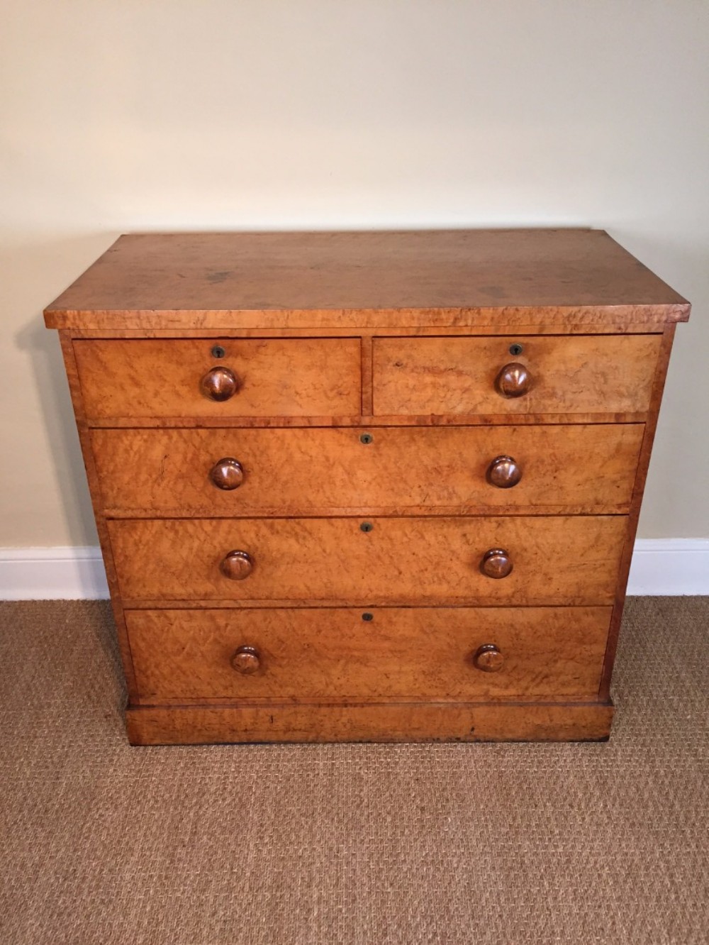 A mid-Victorian Birdseye Maple chest of drawers circa 1870