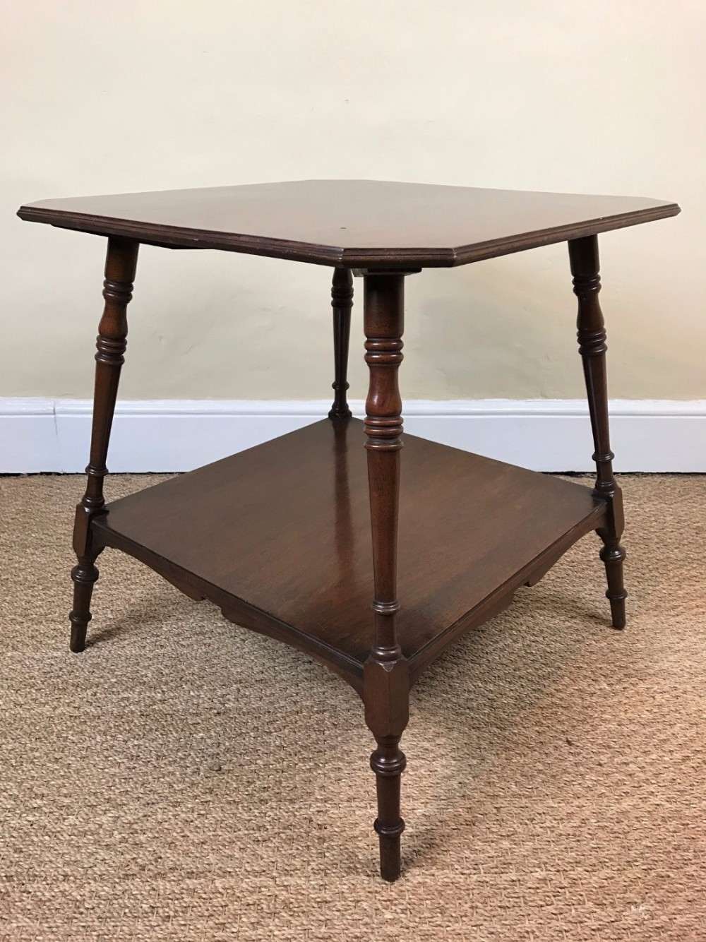 An Aesthetic Movement mahogany two tier table circa 1890