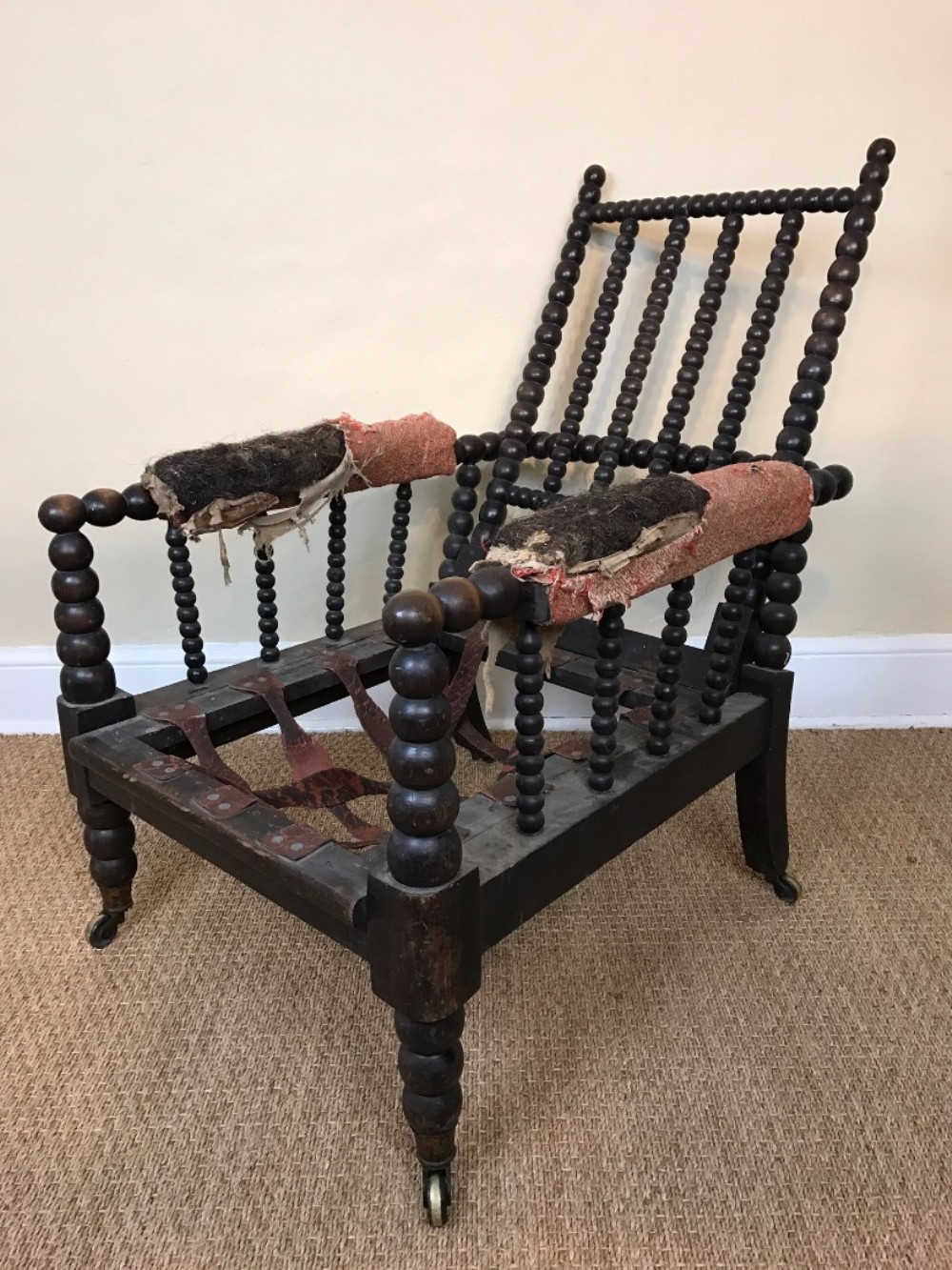A rare mid 19th century reclining beech Bobbin chair circa 1860 