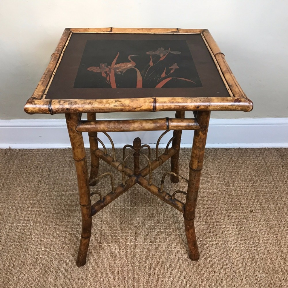 A late 19th century Bamboo and Lacquer side table circa 1900