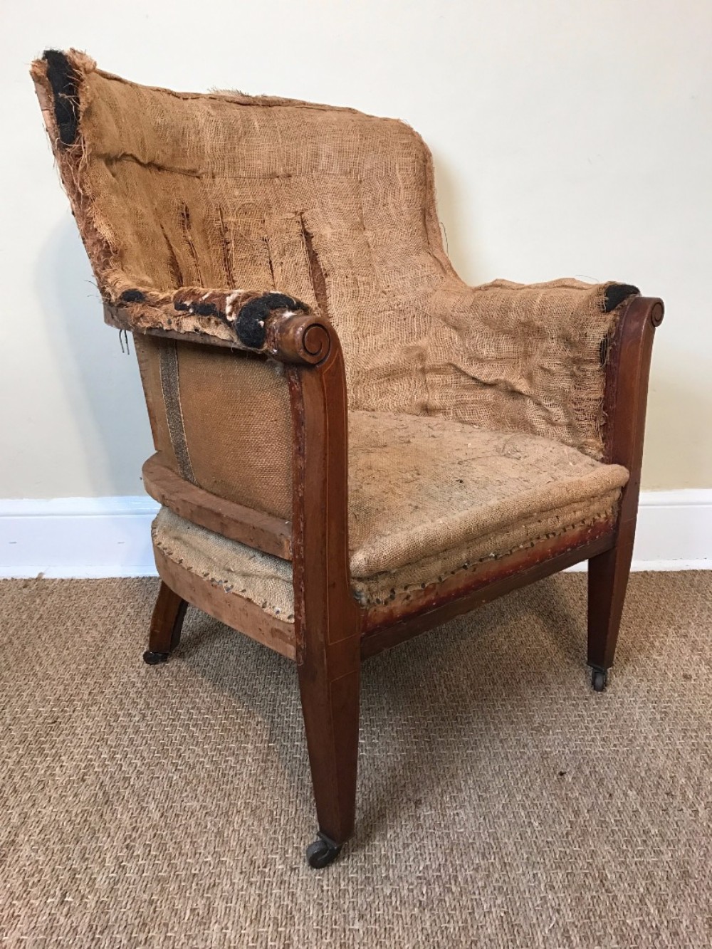 A late Victorian mahogany and boxwood strung Library Chair circa 1900 