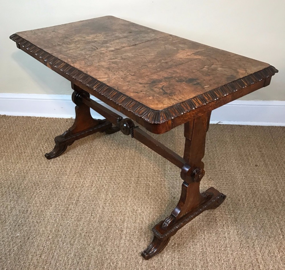A William IV burr oak writing table circa 1835