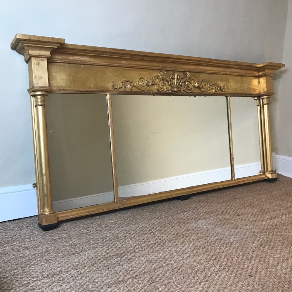 A large late Regency gilt over mantle mirror circa 1830