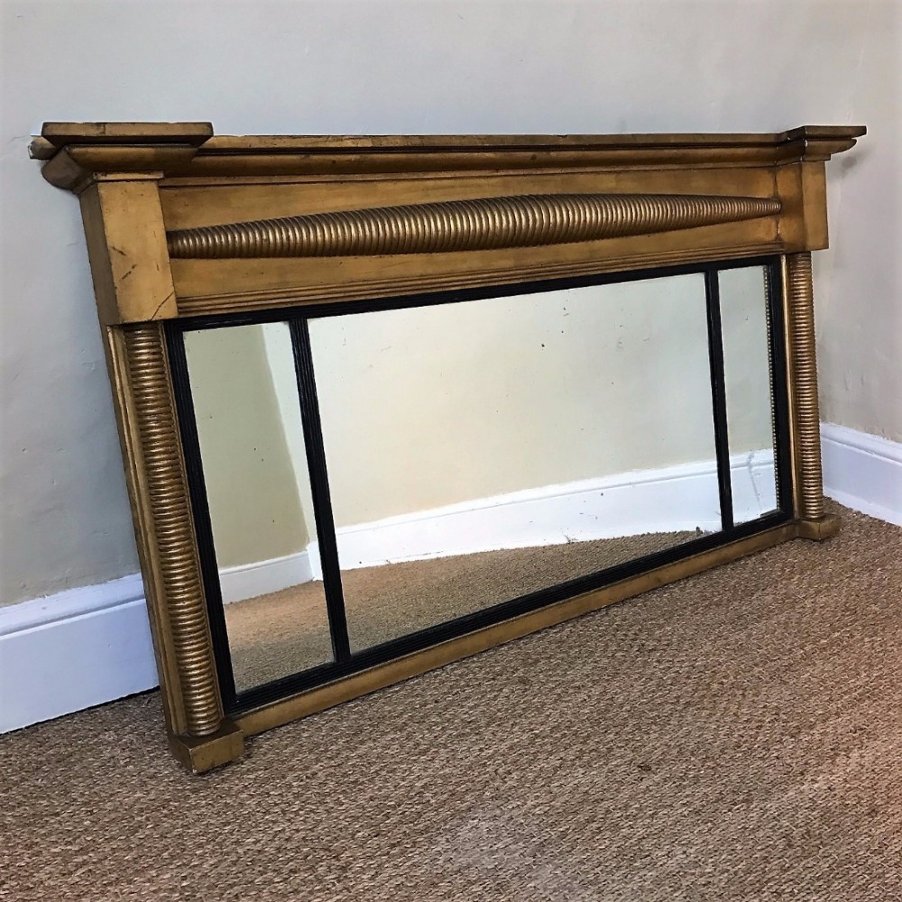 A late Regency Irish gilt triple plate over mantel mirror circa 1830