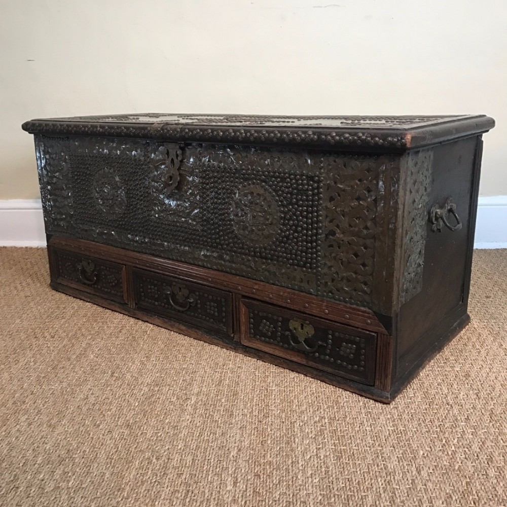 A Zanzibar shisham and brass studded chest c 1870
