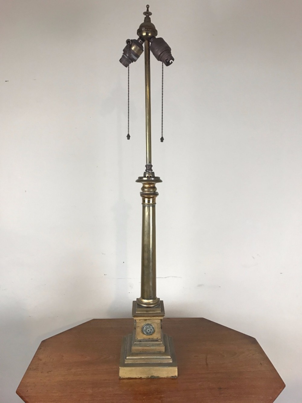 A late 19th century classical gilt brass lamp circa 1870