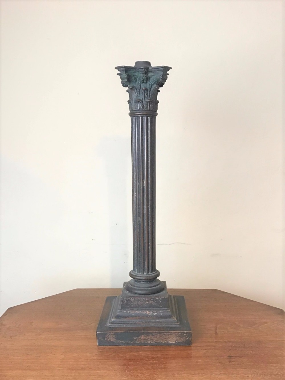 A late 19th c bronzed brass Corinthian column table lamp circa 1890