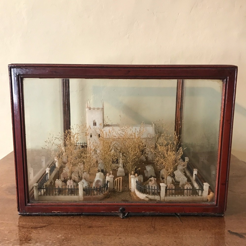 A Victorian alabaster model of a country church circa 1890