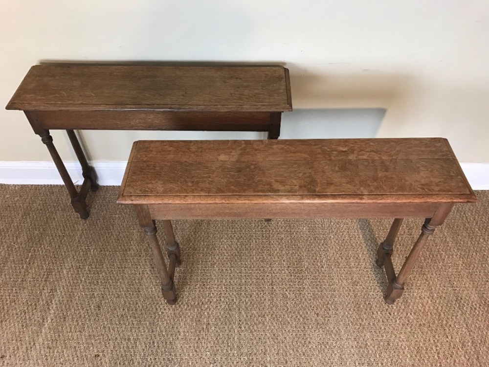 A pair of Edwardian oak console tables circa 1910 
