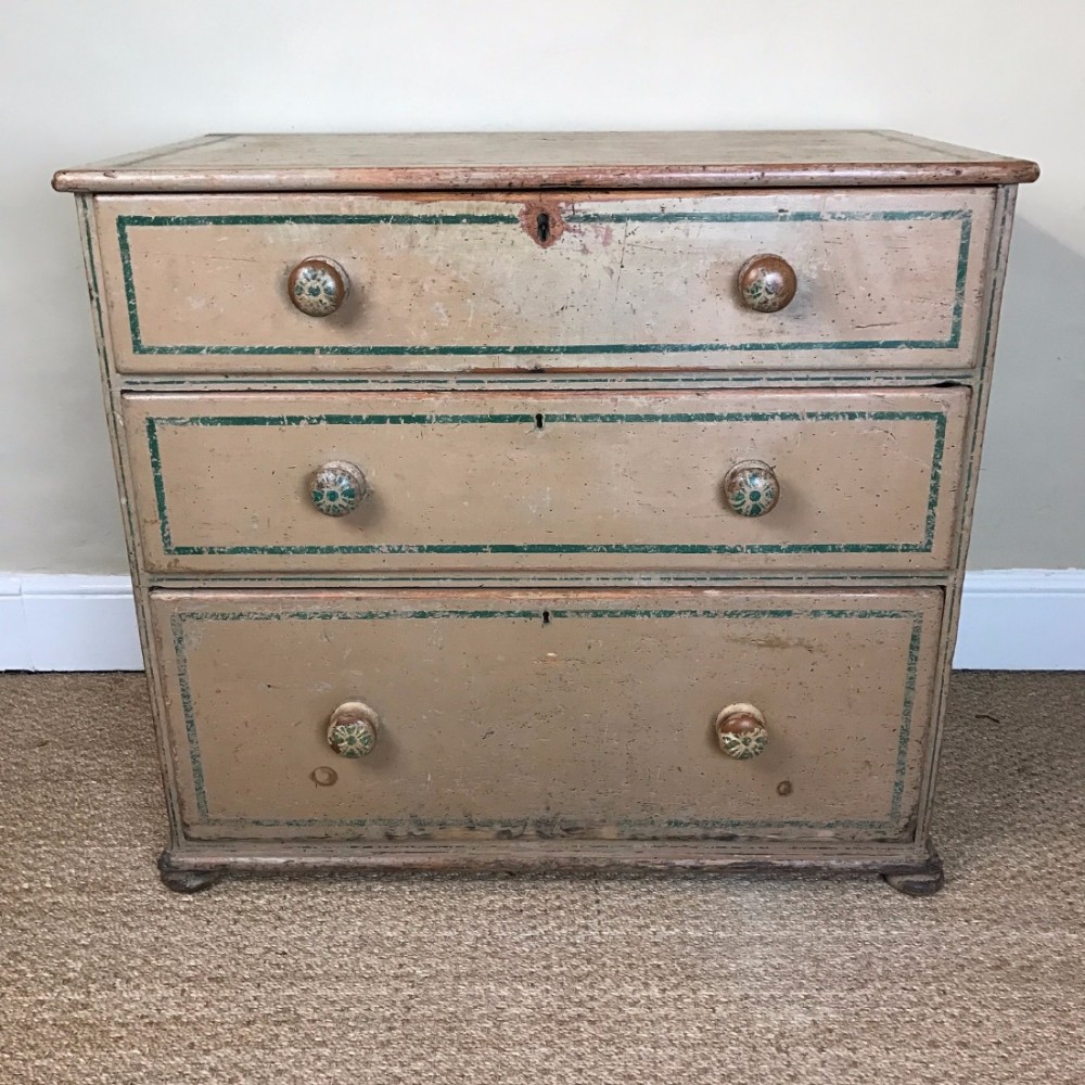 A late Regency painted chest of drawers circa 1830.
