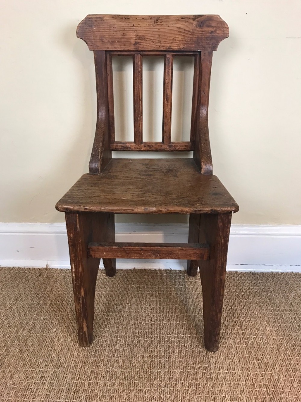 A small mid 19th century Welsh pine child or lambing chair in lovely original condition.