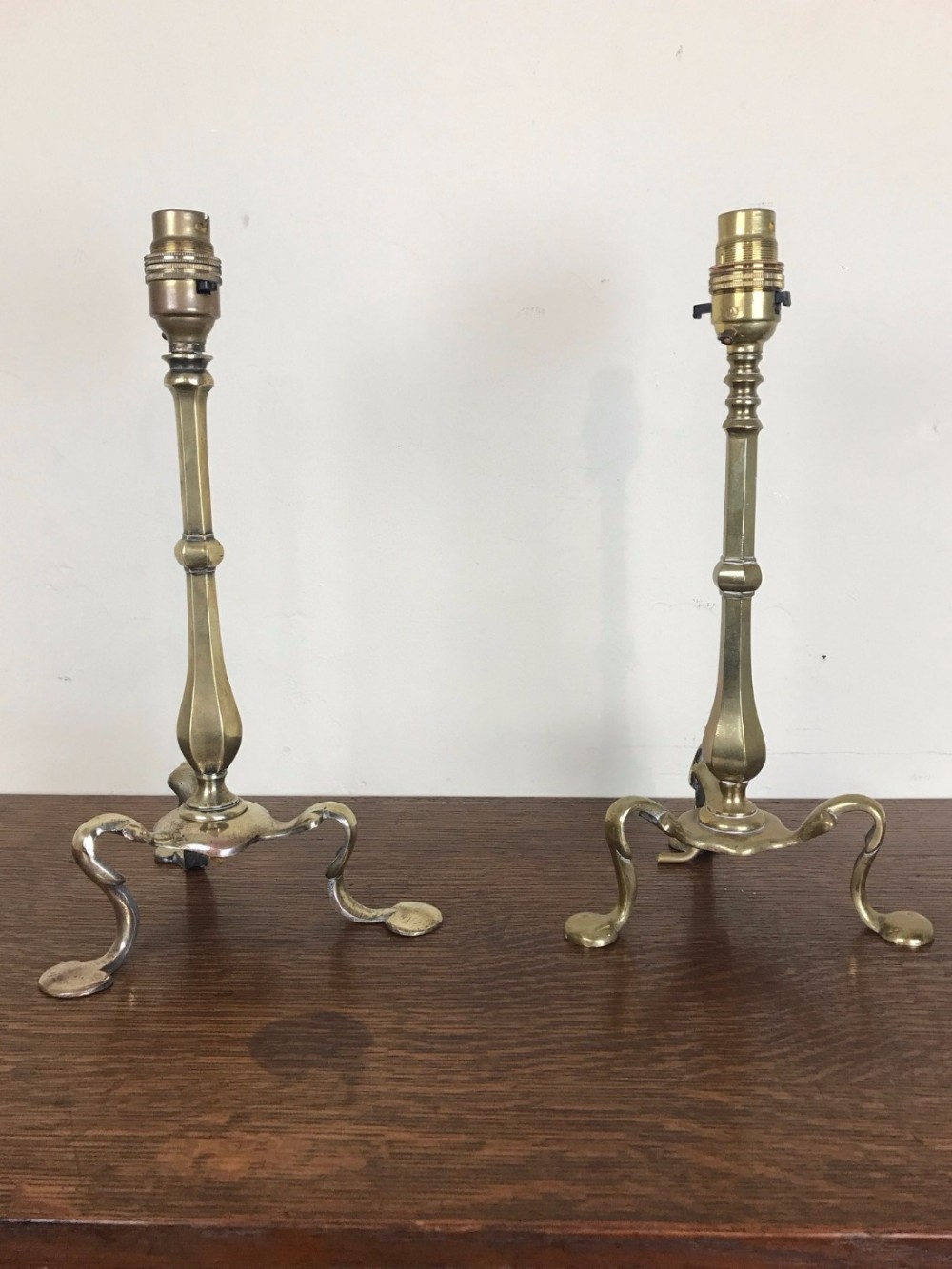 A matched pair of Edwardian brass Pullman lights c 1910