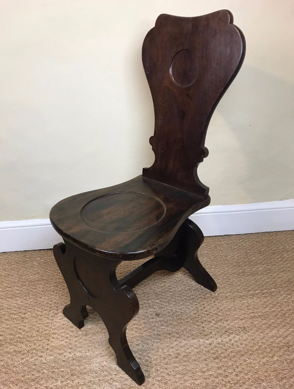 A George 11 mahogany hall chair circa 1750
