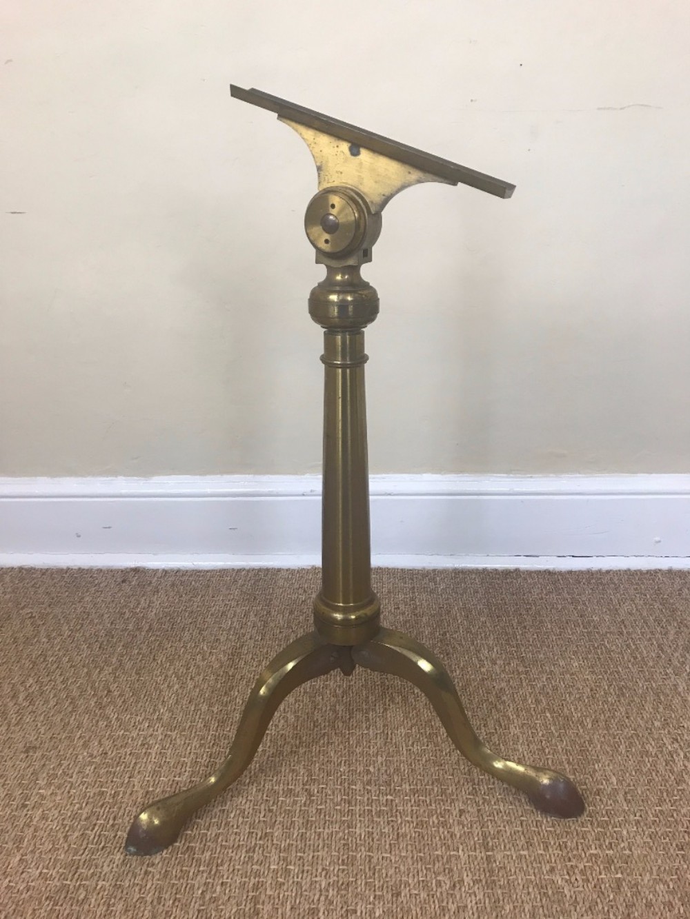 A late 18th century brass English folding telescope tripod stand circa 1800.