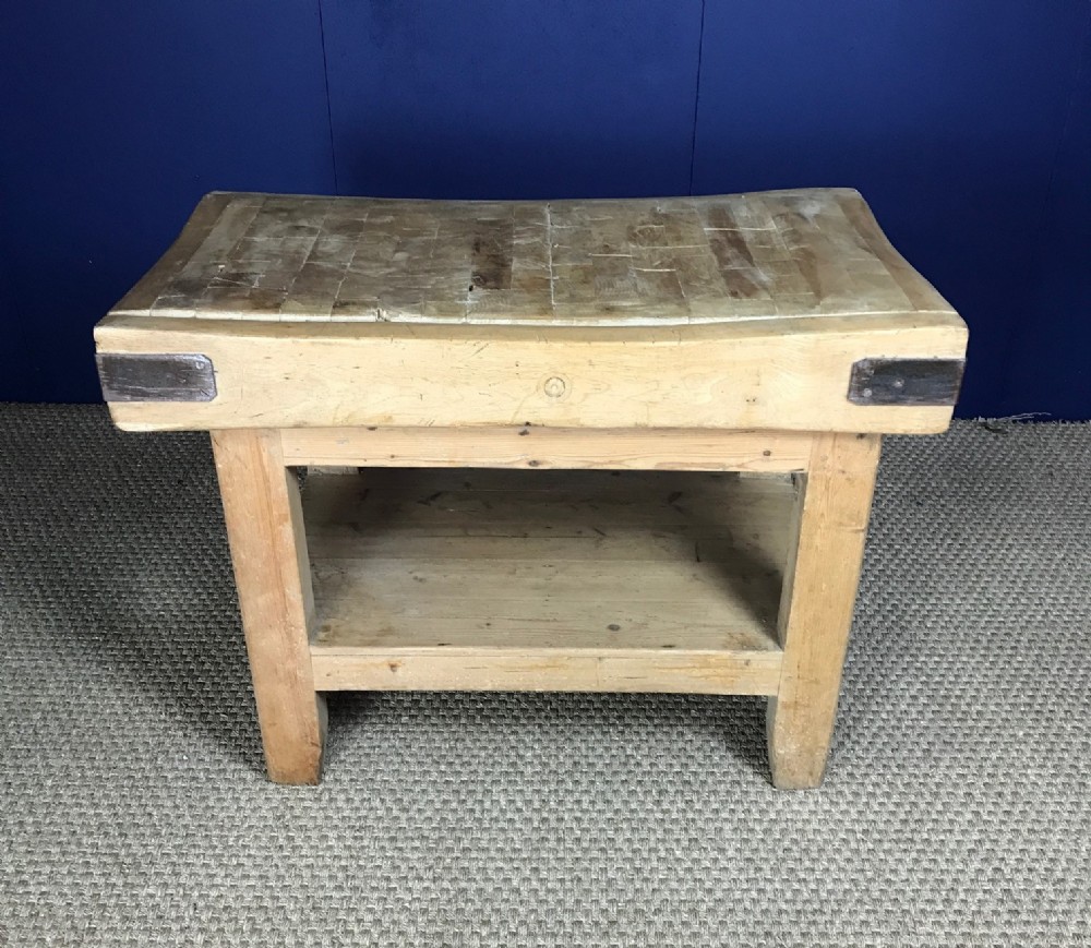 An Edwardian beech butchers block circa 1910