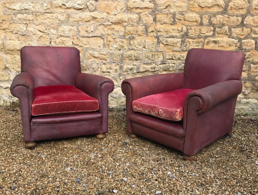 A large pair of Edwardian leather club chairs circa 1910